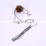 Real 18k Light Gold Plated Fashion 3 Square Design CZ Diamond With Tassels Long Chains Necklaces for Women Girls Jewelry thumbnail-4