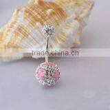 Beautiful Belly Button Rings, Wholesale China Factory Body Jewelry, Charm Navel Rings With Double Gems Balls thumbnail-2
