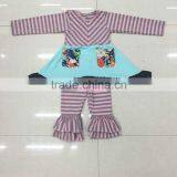 Thanksgiving Costume Western Dress for Little Girl Stripe Top and Pants 2 Pcs Pockets Fall Outfit thumbnail-3