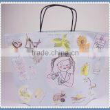 Colorful Printed New Style White Kraft Paper Bag With Black Twisted Handle for Costemic