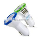 Hot sales Promotion gift cheapest 5v 3.4A dual usb port car charger with blue ring led indication
