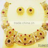 Bridal Wedding Jewelry Set Necklace Rhinestone Pearl Leaf Gold Ivory Cream thumbnail-1