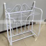 2 Tier Storage Shelf Space Saver Bathroom Furniture White