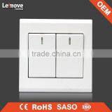 High Quality Frosted Faceplate PC White Two Gang One Way Swtich Two Gang Two Way Switch thumbnail-1