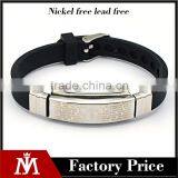 Popular Laser Lettering Bracelet Stainless Steel Religious Bangle Black Silicone Bracelet thumbnail-1