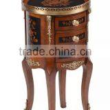 Vintage Style Castle Living Room Furniture Handmade Marquetry Side Cabinet, Luxury Brass Inlaid Natural Wood Chest Of Drawer thumbnail-2