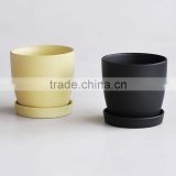 Lovely Solid Color Ceramic Flower Pot with Saucer