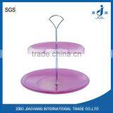 Red Color Glass Dinning Plate Set With Sliver Plating Metal Stand thumbnail-1