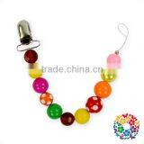 Latest Design Bubble Gum Pink White Beads Baby Metal Pacifier Clips thumbnail-3