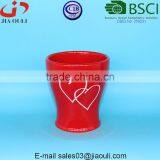 Home and Garden Decorations Plant Pots Red Ceramic Vase With White Interlocking Hearts thumbnail-1