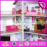 2017 Best Luxurious and Attractive Six Rooms Wooden Doll House Play for Kids W06A245 thumbnail-5