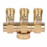 Brass 3 Way Hose Splitter With Valve thumbnail-1