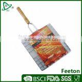 Metal Chrome Bbq Wire Mesh With Wooden Handle thumbnail-1