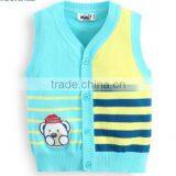 V-neck Button-down Jacquard Kniting Colorful Stripe Baby Sweater Vest thumbnail-3