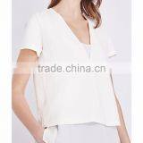 Wholesale Women V-neck Short Sleeves Stretch Crepe Detachable Silk Georgette Camisole(DQE0176T) thumbnail-4