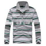 2016 Black and White Horizontal Bands Hot Sale Long Sleeve Men's Polo Shirt thumbnail-2