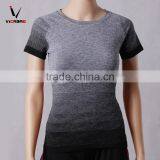 Polyster/Spandex Gradient Quick Dry Slim Fit Sporting Clothing Short Sleeve T Shirts For Women thumbnail-3