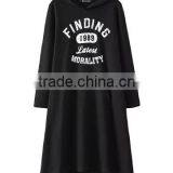 Plus Size Print Letters Ruffle Fleece Hoody Women Long Hoodie Dress With Hooded thumbnail-1