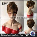 Women Party Short Straight Light Brown Natural Synthetic Full Wig American Women Synthetic Wigs thumbnail-1