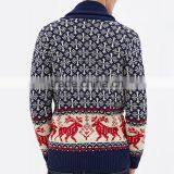 Shawl Collar Jacquard Deer Patterns Mens Cardigan Christmas Ugly Sweater thumbnail-3