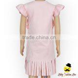 2017 Summer New Design Suede Plain Pink Fringe Cutting Flutter Sleeve Kids Modern Girls Dress thumbnail-6