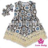 48BQA142 Lovebaby FAUX SUEDE Fabric Printed Pattern Girls Dress With Bow Headband Baby Girls Fancy Dress Picture thumbnail-3