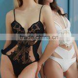 Runwaylover 5399 New Design Sexy Ladies Deep V-neck Lace Hollow Out Bodysuit thumbnail-3