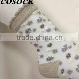 Flower Jacqaurd Women Lovely Ankle High Transparent Nylon Summer Socks thumbnail-2