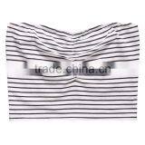 2017 China Manufacturer Shandao Custom Women New Summer Sexy Design Strapless Bodycon Striped Cotton Spandex Top Cropped thumbnail-5