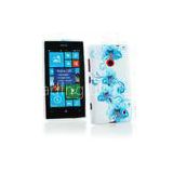 Blue Floral Plastic & Soft Silicone Nokia Mobile Phone Cover , Nokia Lumia 520 Case