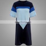 Wholesale Custom Women's High Quality Short Sleeve Jersey Dress Sport T-Shirt Color Block Over Sized Tshirt Dress thumbnail-3