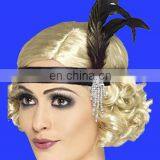 Customer Women's Satin Charleston Headband With Feather and Jewel Detail thumbnail-1