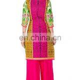 Designed in Floral & Triple Print on Yoke 100% Cotton Knee Length Lady Kurti thumbnail-2