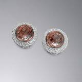 David Yurman 925 Sterling Silver 10mm  Pink Quartz Cerise Earrings