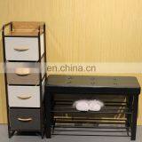 Customized PVC Leather Hallway Shoe Rack Seating With Metal Steel Double Size Bench Organizer Holder Rack thumbnail-2