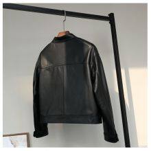 2021NEW FASHION LADIES' GENUINE SHEEPSKIN MOTORCYCLE LEATHER JACKET thumbnail-5