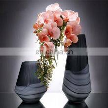 Glass Vase Grey Colored Wave Pattern Fashion Glass Flower Vase For Home Decoration thumbnail-1