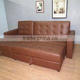 Brown Leather Luxury Corner Sofa Bed Sleeper Furniture thumbnail-3