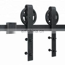 6.6ft Dark Coffee American Antique Country Wheel Roller Hanger Sliding Barn Wood Door Hardware Kit Set thumbnail-2