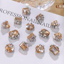 Maillard Nail Pile Diamond Jewelry Brown Coffee Autumn/Winter New Twisted Heart Large Right Angle Hand Inlaid Pearl Nail Diamond thumbnail-2