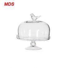 Glassware Dome Cupcake Glass Base Cake Stand With Bird Decoration thumbnail-1