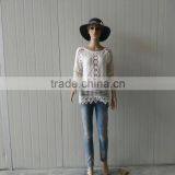 2016 Ladies Tops Hot/embroidery Lace Sleeve Jacket Cotton Lace Fabric Hollow Out Vest thumbnail-5