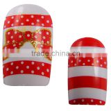Christmas artificial nails with red stripes printing