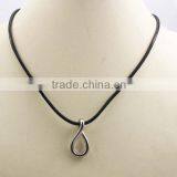 Stainless Steel 8 Symble Pendant Leather Chain Necklace thumbnail-4