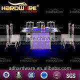 Glass Dining Room Table/top of Glass and Metal Base Table With Crystal Banquet Chairs