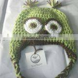 NEW - Owl Beanie in Sweetpea & Chocolate Custom Green and Brown Photo Prop Pick Your Size Crochet Baby Hat Gift Blue Boy