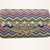 Designed pattern ladies clutch bags, envelope clutch bag for straw