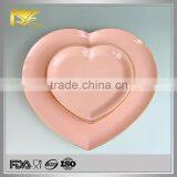 China Supplier Glazed Dinnerware Heart Shape Ceramic Birthday Cake Plate thumbnail-1
