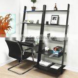 Leaning Shelf Bookcase with Computer Desk Office Furniture Home Desk Solid Wood