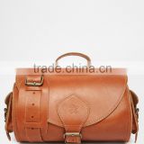 Tan color cross body genuine leather bag